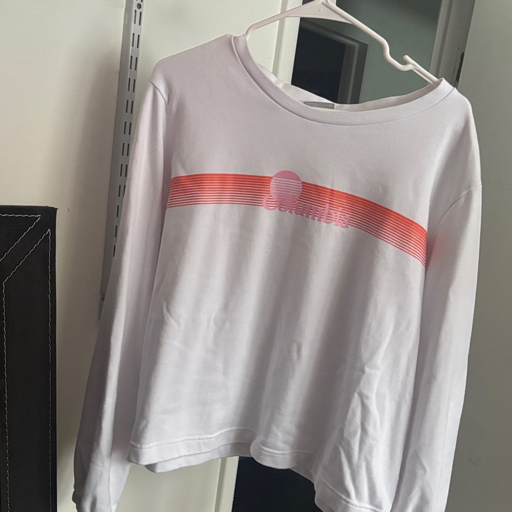 Columbia White and Pink Long Sleeve Tee